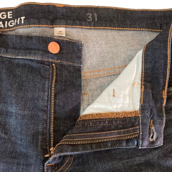 J. Crew Vintage Jeans Ankle Slim Straight 31 High Rise Dark Blue, Raw Hem - Picture 7 of 9